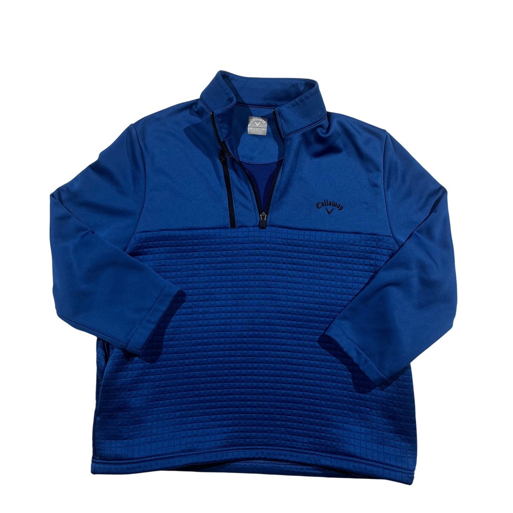 Callaway Golf Mens Medium Royal Blue Quilted 1/4 Zip Pullover Sweater Jacket M